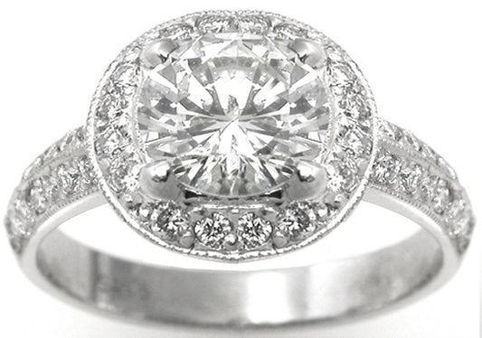 0.74ct Round Cut Diamond 14k White Gold Engagement Ring