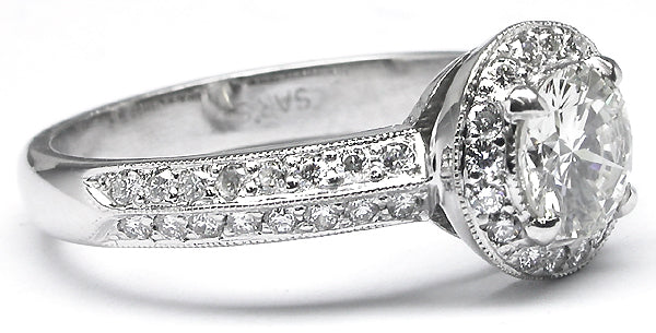 0.74ct Round Cut Diamond 14k White Gold Engagement Ring