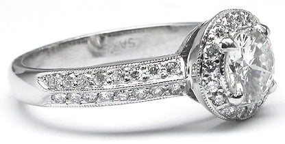 0.74ct Round Cut Diamond 14k White Gold Engagement Ring