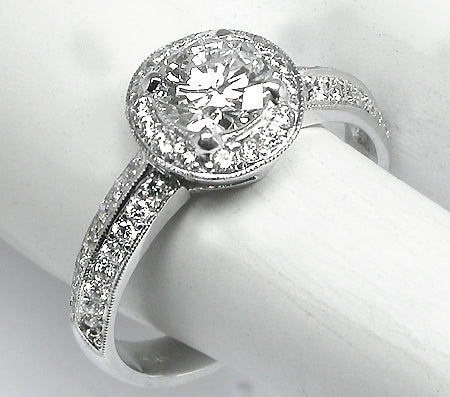 0.74ct Round Cut Diamond 14k White Gold Engagement Ring