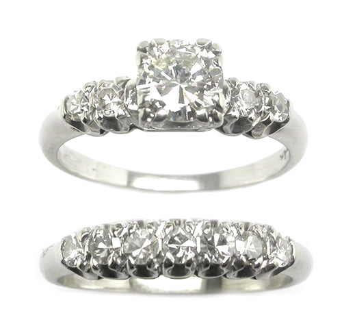 0.75 Diamond 14k White Gold Engagement Ring & Wedding Band Set