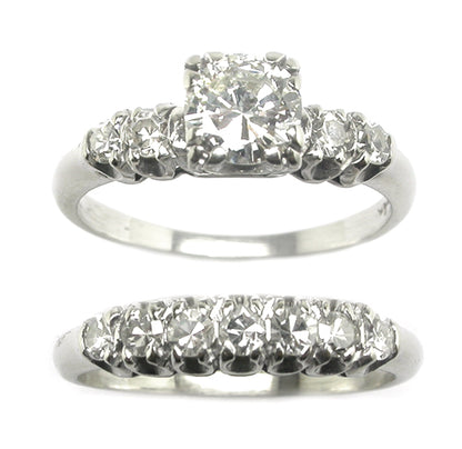 0.75 Diamond 14k White Gold Engagement Ring & Wedding Band Set