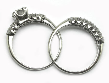 0.75 Diamond 14k White Gold Engagement Ring & Wedding Band Set