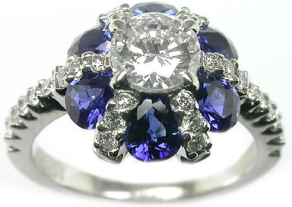 0.75ct 18k White Gold Diamond Sapphire Ring