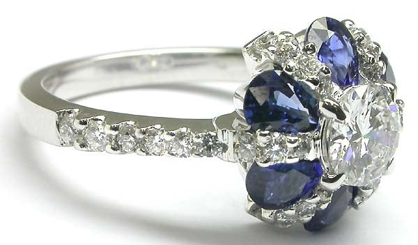 0.75ct 18k White Gold Diamond Sapphire Ring