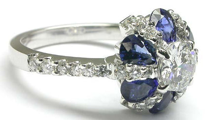 0.75ct 18k White Gold Diamond Sapphire Ring