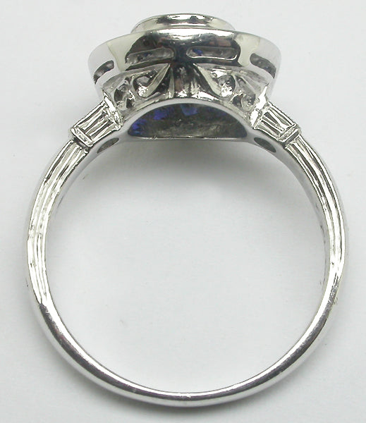 0.75ct Art Deco Style Platinum Diamond Sapphite Engagement Ring