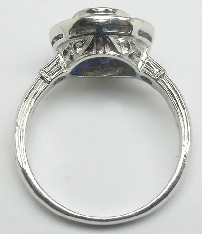 0.75ct Art Deco Style Platinum Diamond Sapphite Engagement Ring