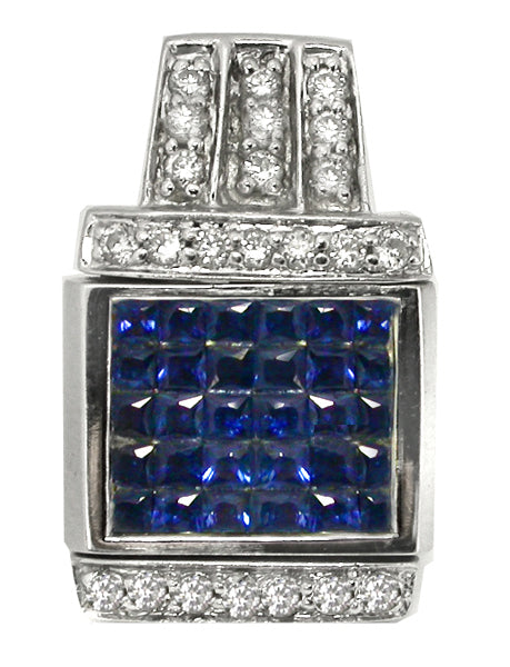 0.75ct Emerald Cut Diamond 0.75ct Emerald Cut Sapphire Night & Day Pendant