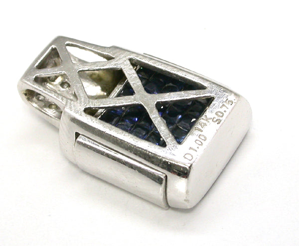 0.75ct Emerald Cut Diamond 0.75ct Emerald Cut Sapphire Night & Day Pendant