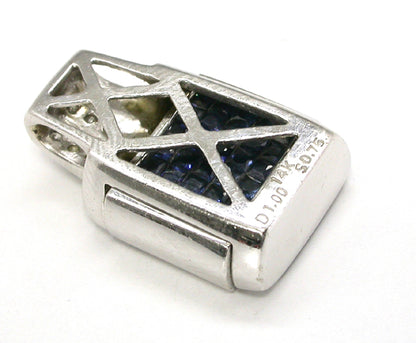 0.75ct Emerald Cut Diamond 0.75ct Emerald Cut Sapphire Night & Day Pendant