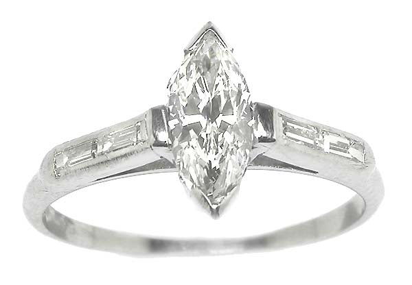 0.75ct Marquise Cut Diamond Platinum Engagement Ring
