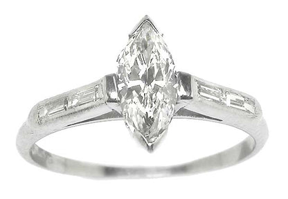 0.75ct Marquise Cut Diamond Platinum Engagement Ring