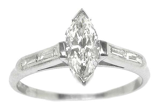 0.75ct Marquise Cut Diamond Platinum Engagement Ring