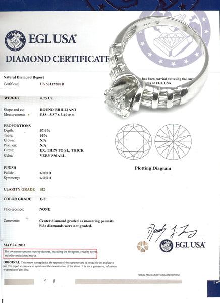 0.75ct Round Diamond 14k Gold Engagement Ring