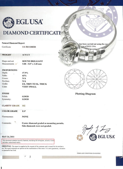 0.75ct Round Diamond 14k Gold Engagement Ring