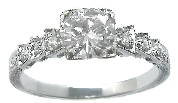 0.75ct Round Diamond 18k White Gold Engagement Ring