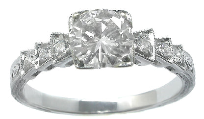 0.75ct Round Diamond 18k White Gold Engagement Ring