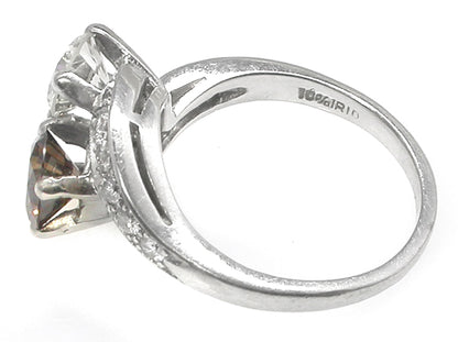 0.75ct Round Natural Fancy Brown and 0.64ct Round White Diamond Ring