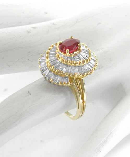 0.75ct Ruby  1.50ct Diamond 14k  Yellow Gold Ring