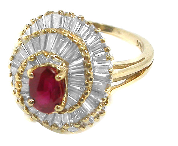 0.75ct Ruby  1.50ct Diamond 14k  Yellow Gold Ring