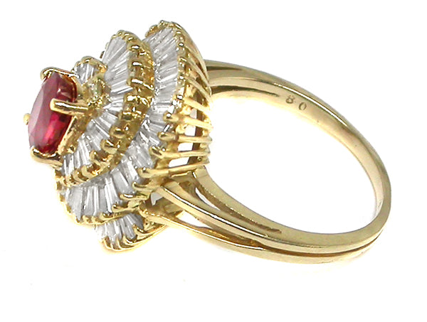 0.75ct Ruby  1.50ct Diamond 14k  Yellow Gold Ring