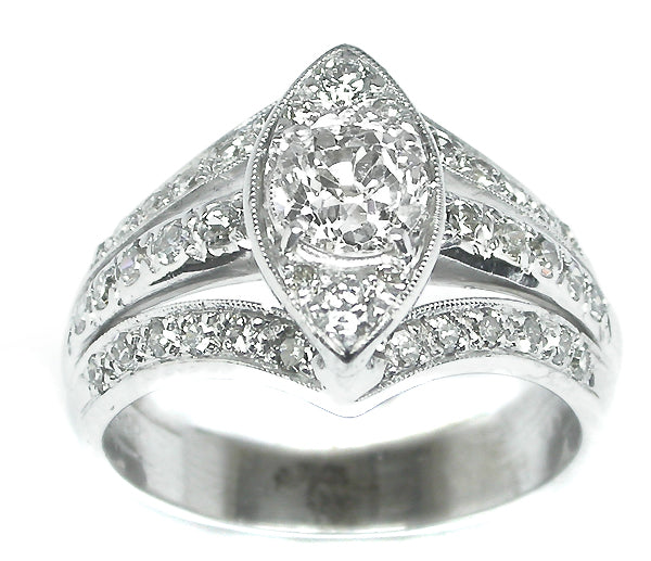 0.76ct Old Mine Cut Diamond 14k Gold Ring