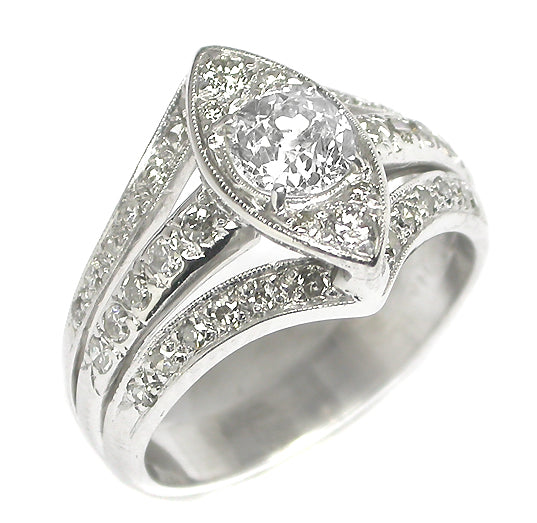 0.76ct Old Mine Cut Diamond 14k Gold Ring