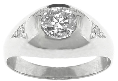 0.77ct Round Brilliant Diamond 14k Gold Gypsy Ring