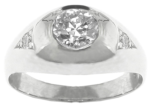 0.77ct Round Brilliant Diamond 14k Gold Gypsy Ring