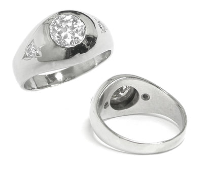 0.77ct Round Brilliant Diamond 14k Gold Gypsy Ring