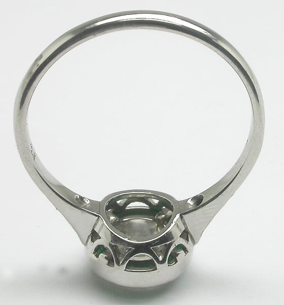 0.80ct Art Deco Style Platinum Diamond Emerald Engagement Ring