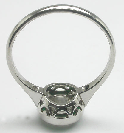 0.80ct Art Deco Style Platinum Diamond Emerald Engagement Ring