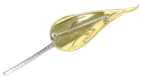 0.80ct Diamond 18k Yellow & White Gold Birds of Paradise Leaf Pin