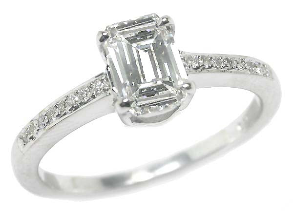 0.80ct Emerald Cut Diamond 18k White Gold Engagement Ring