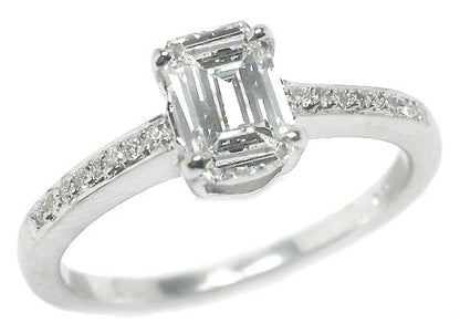 0.80ct Emerald Cut Diamond 18k White Gold Engagement Ring