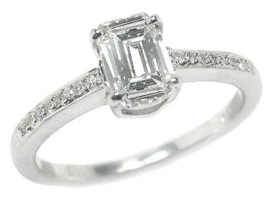 0.80ct Emerald Cut Diamond 18k White Gold Engagement Ring