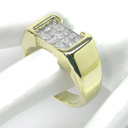 0.80ct Invisible Set Princess Cut Diamond 18k Yellow Gold Rings