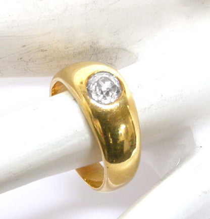 0.80ct Old Mine Diamond 18k Yellow Gold Gypsy Ring