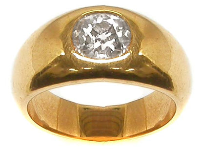 0.80ct Old Mine Diamond 18k Yellow Gold Gypsy Ring