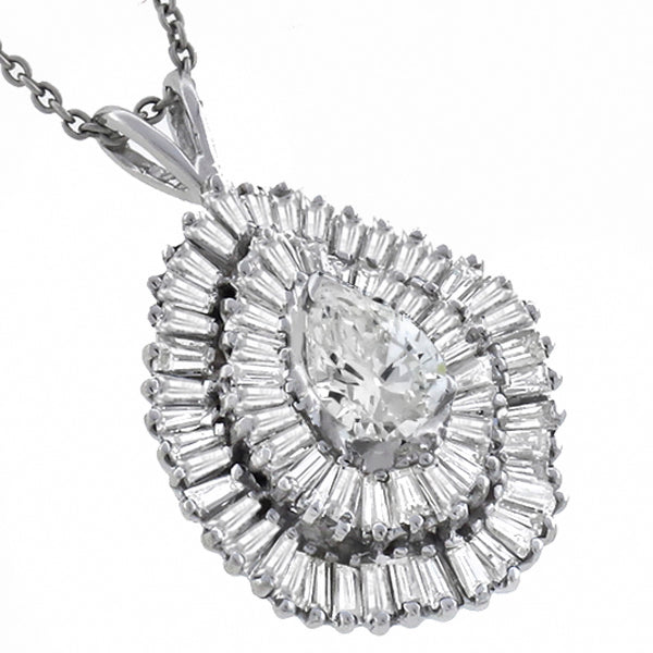 0.80ct Old Mine Pear Shape Diamond Gold Pendant