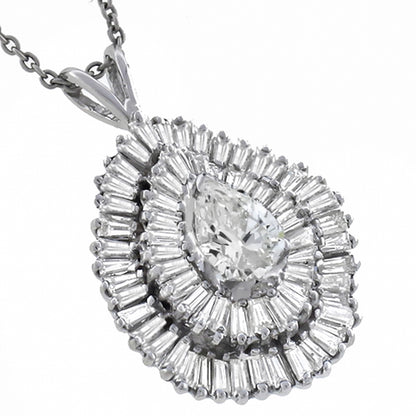 0.80ct Old Mine Pear Shape Diamond Gold Pendant