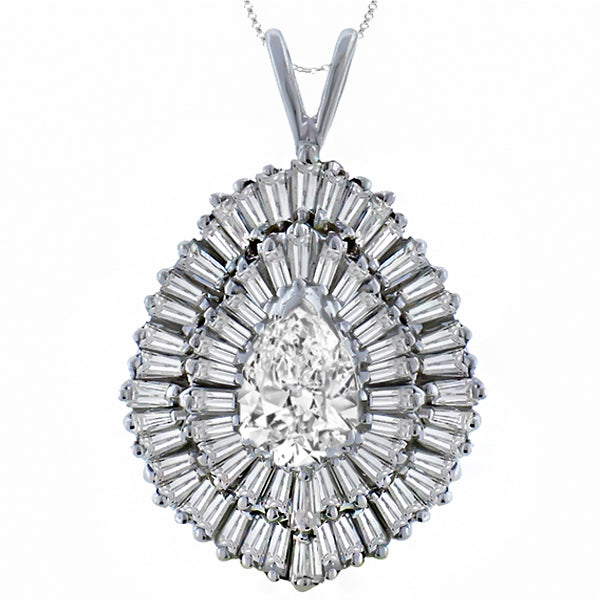 0.80ct Old Mine Pear Shape Diamond Gold Pendant