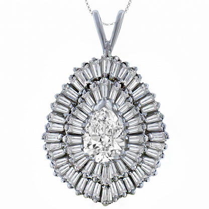 0.80ct Old Mine Pear Shape Diamond Gold Pendant