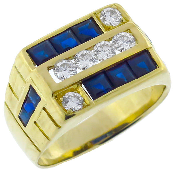 0.80ct Sapphire 0.60ct Diamond Gold  Ring