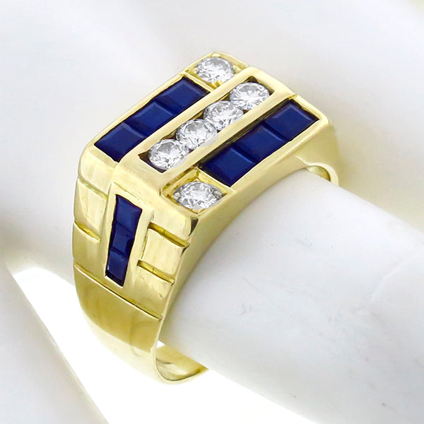 0.80ct Sapphire 0.60ct Diamond Gold  Ring