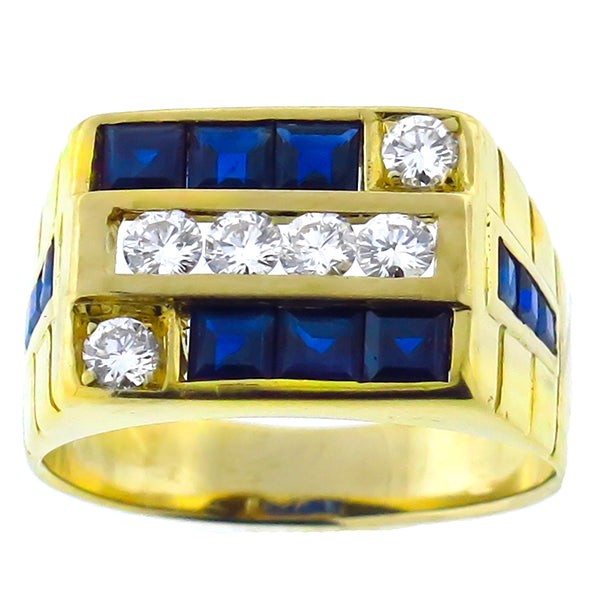 0.80ct Sapphire 0.60ct Diamond Gold  Ring