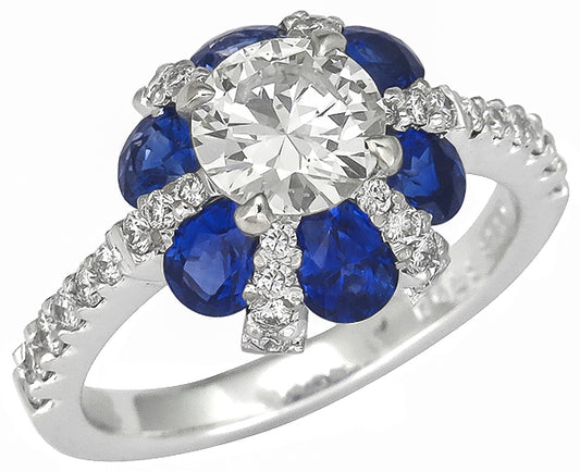 0.83ct Diamond 1.56ct Sapphire Engagement Ring