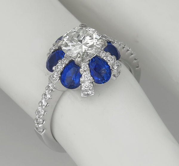 0.83ct Diamond 1.56ct Sapphire Engagement Ring