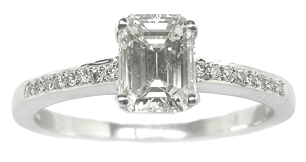 0.83ct Emerald Cut Diamond 18k White Gold Engagement Ring